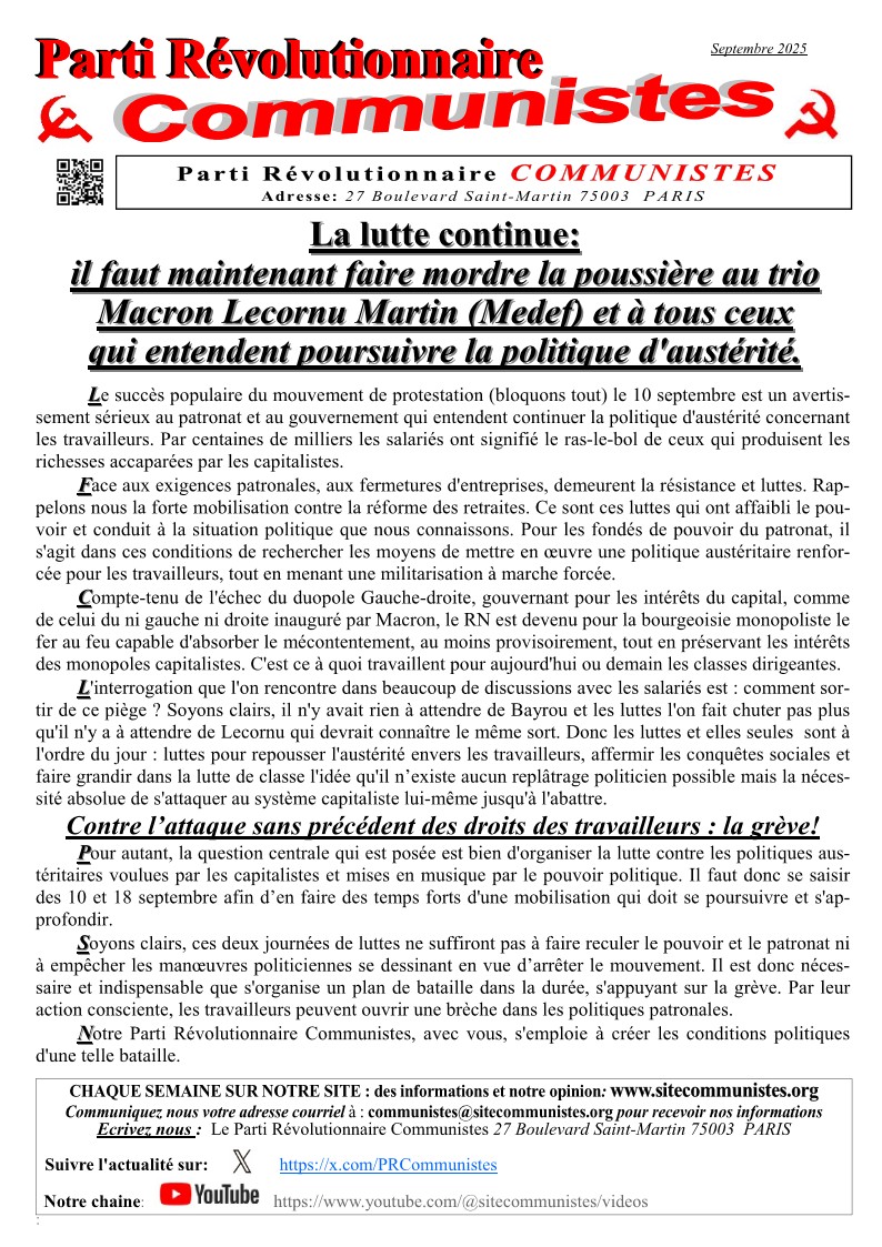 tract septembre 2025